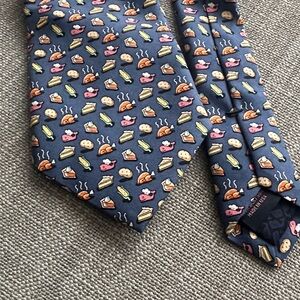 Vineyard Vines Blue Tie with Turkey Dinner